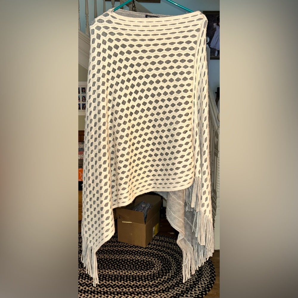 Max Edition Cream and Gray Poncho